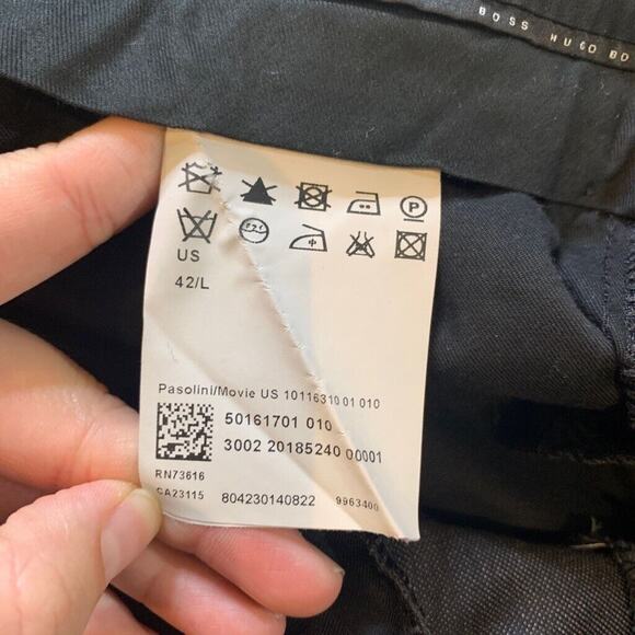 Hugo Boss Pants Mens 36 Grey Wool Flat Front Business Formal Dress Trousers - Picture 9 of 13